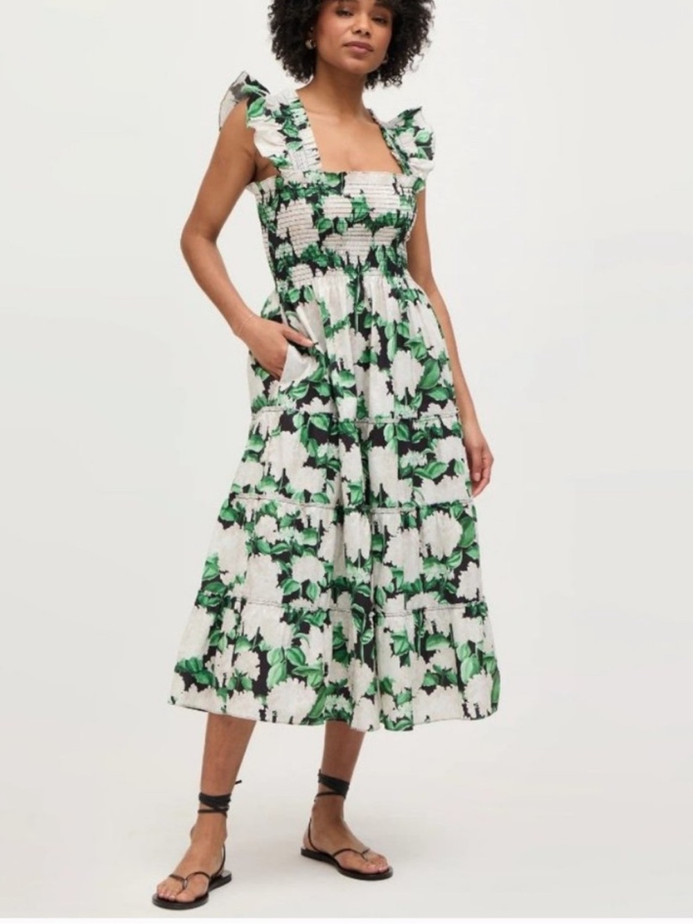 Hill House The Ellie Nap Midi Dress Night Bloom Cotton Floral Size S